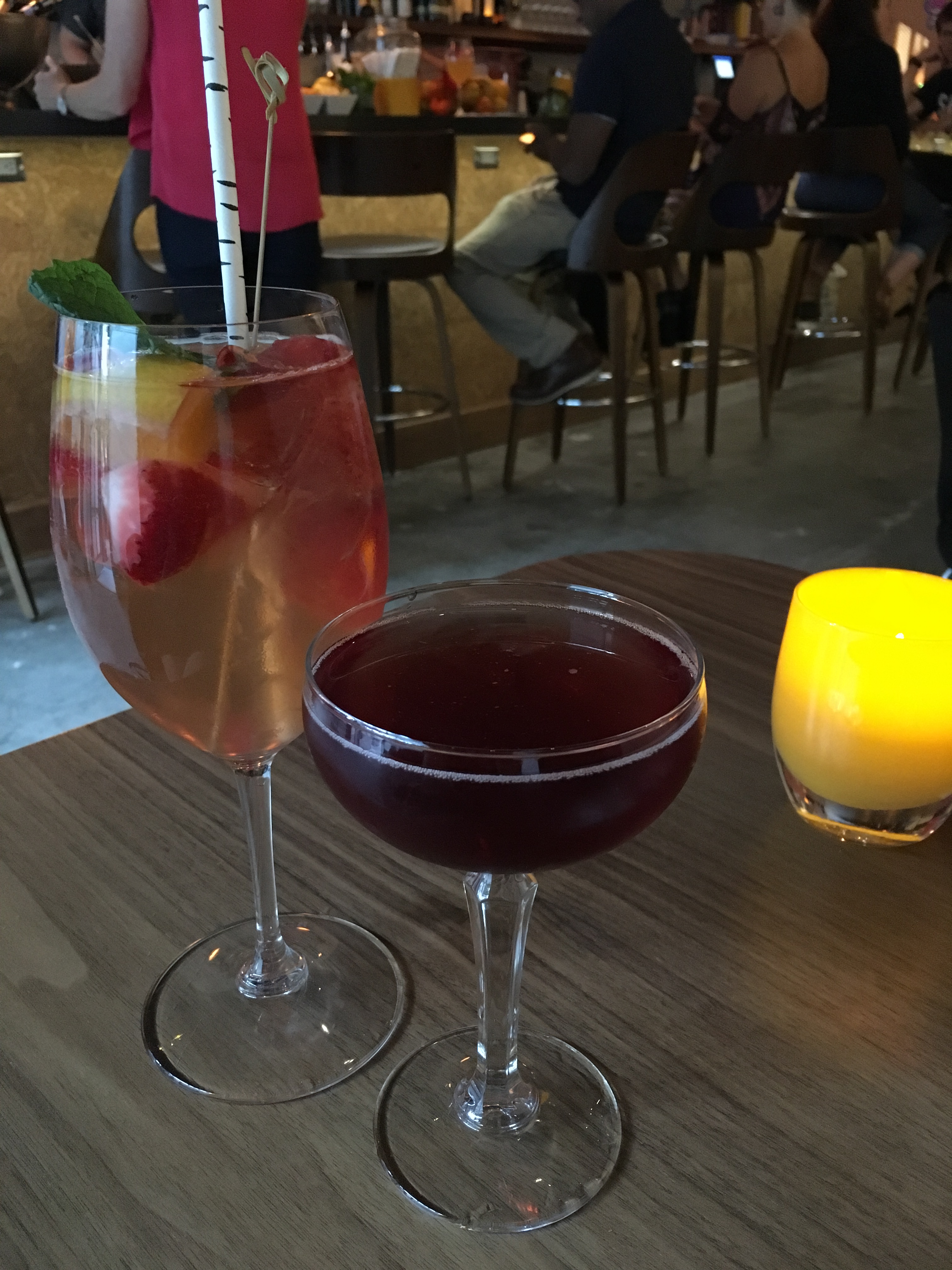 A photo of white sangria and a pretty cocktail at downtown Los Altos, California's newest bar called Honcho. Photo Courtesy of FoodWaterShoes