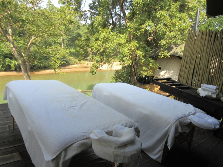 Riverside Massage Tables at Banjaar Tola in India's Kanha National Park