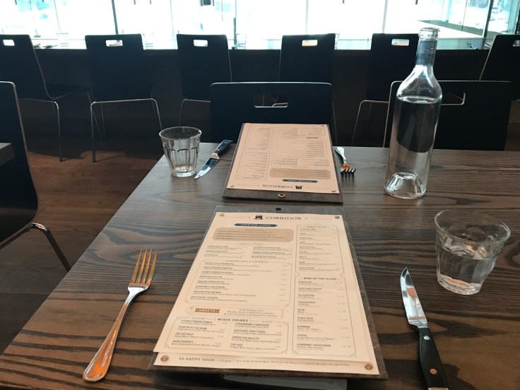 A Menu on a Set Table at Corridor Restaurant in San Francisco, California
