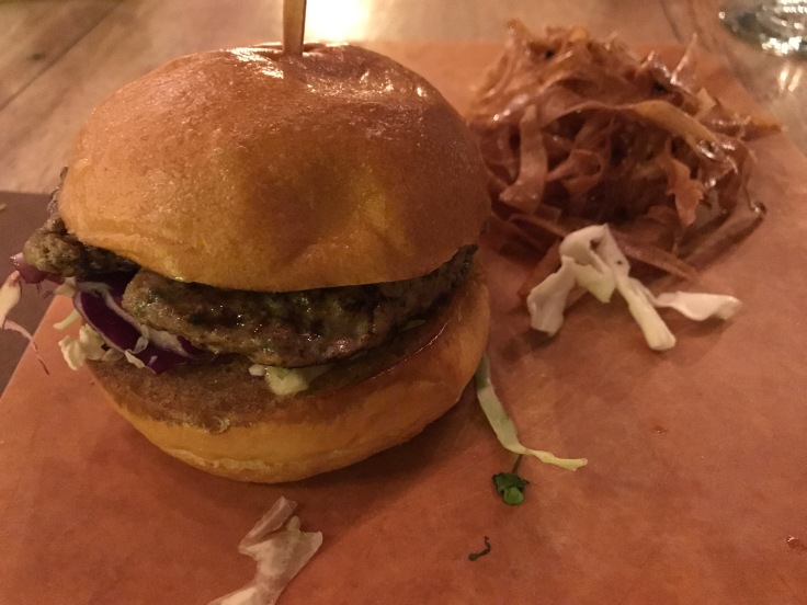 A Duck and Asian Slaw Mini Burger at La Verne's Fourth Street Grill