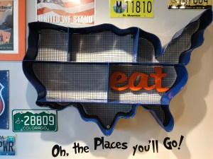 The To-Go Nook at Scrambl'z Features Quotes From Dr. Seuss and License Plates From Different States