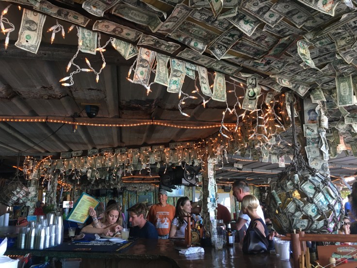 Dollar Bills Decorate The Hungry Tarpon Bar in Islamorada, Florida in the Florida Keys