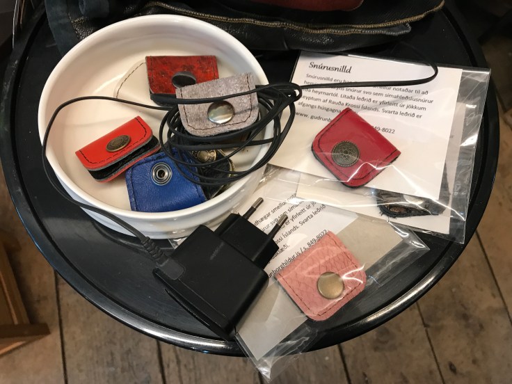 Hook, Line and Charger - Cord Keepers by Guðrún Borghildur at Blóðberg Icelandic Designs in Seyðisfjörður, Iceland