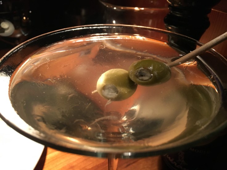 One Martini, Two Martini, Three Martini… A Blue Cheese Stuffed Olive Appetizer and a Side of Martini at Los Altos Grill in Los Altos, California