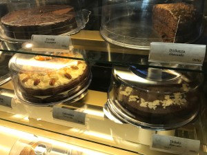 Freisting (Temptation Cake), Döðluterta (Date Cake), Gulrótarkaka (Carrot Cake) and Hrákaka (Raw Vegan Cake) at Kaffi Krús in Selfoss, Iceland