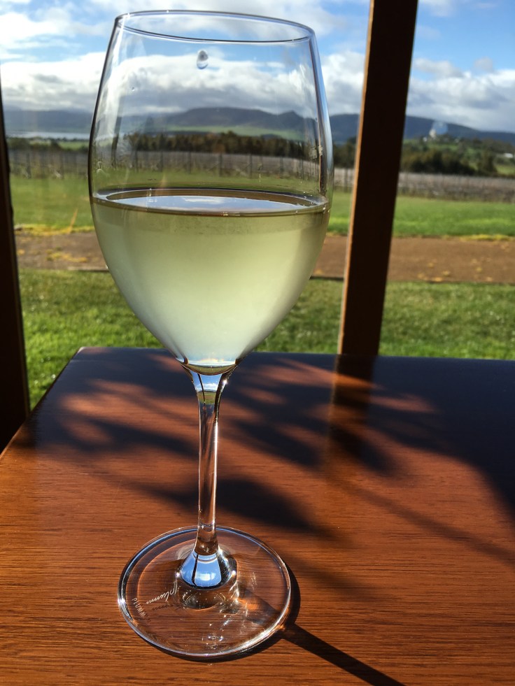 Everything Happens for a Riesling - A Glass of Frogmore Creek's 2015 Riesling at the Winery Near Hobart, Tasmania