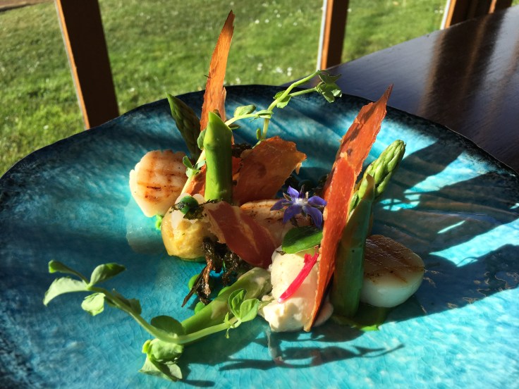 Living on the Edge - Chargrilled Scallops and Spanner Crab Salad at Frogmore Creek Near Hobart, Tasmania