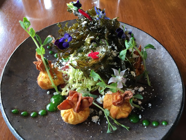 I Wonton You - Crispy Feta, Spinach and Sun Dried Tomato Wontons at Frogmore Creek in Tasmania