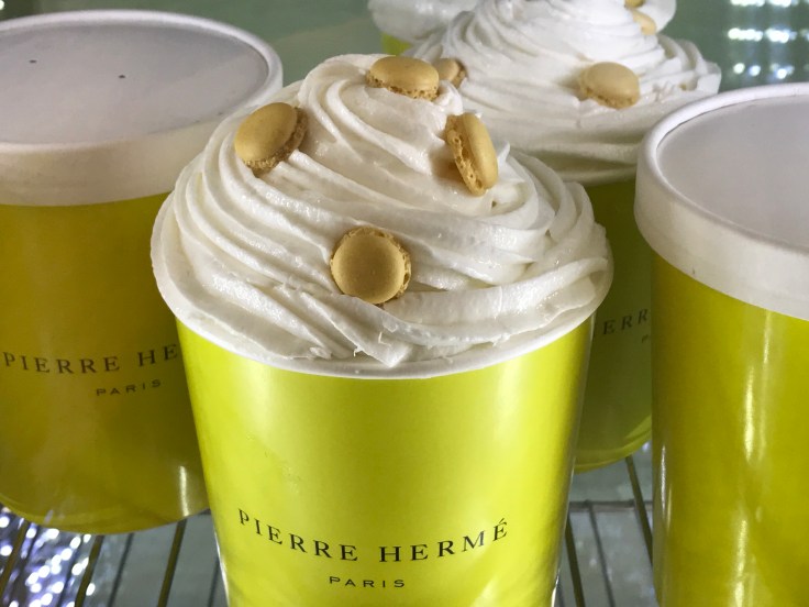 We're in Heaven Where Ice Cream is Topped with Baby Macarons at Pierre Hermé in Paris, France