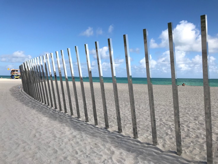 Mirror, Mirror - Phillip K. Smith III's, "120 Degree Arc East Southeast," on Faena Beach in Miami, Florida