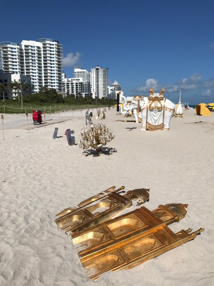 Beachside Gambling Addiction - "The Sinking of the Taj Mahal," by Peter Tunney at Faena Beach in Miami, Florida