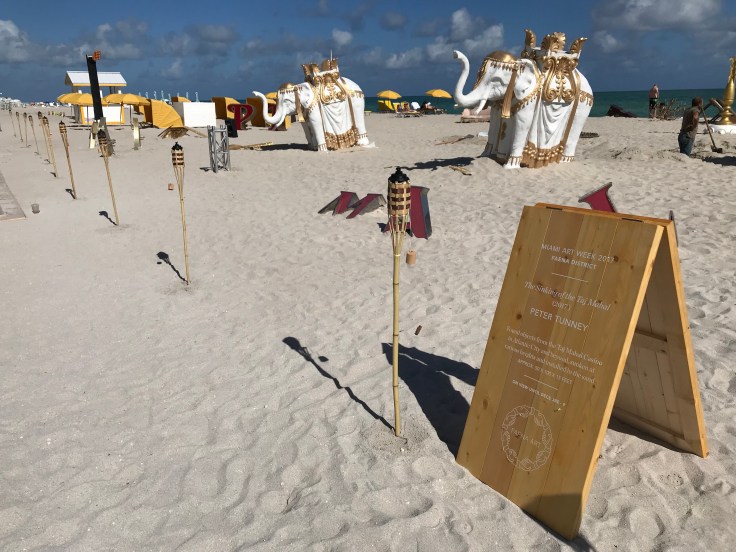 All That Glitters is Old Gold on the Beach - Peter Tunney's Art Installation on Faena Beach in Miami, Florida