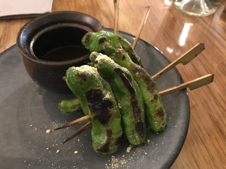 We Couldn't Have Picked a Tastier Shishito Kebab - The Shishito Pepper Snacky Snack at KYU Restaurant in Miami, Florida