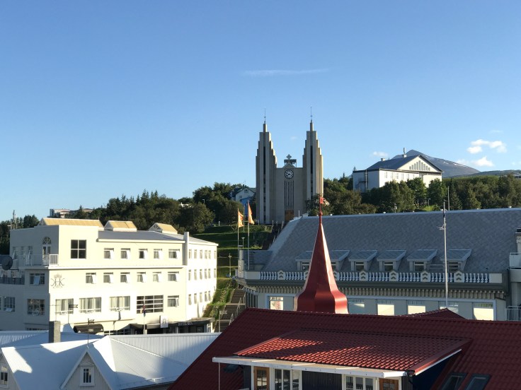 Akureyrarkirkja as Seen From Strikið's Terrace in Akureyri, Iceland