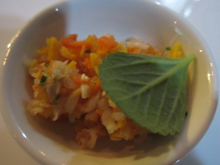 Malva - A Cuban Ceviche Made of Lotus, Lemon, Turmeric, Onion and Herbs at El Romero Vegetarian Restaurant in Las Terrazas, Cuba