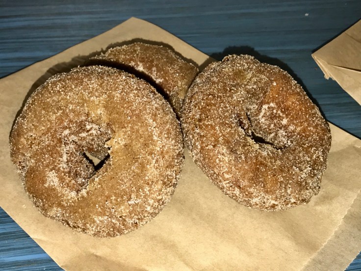 A photo of the gingerbread stack at Doughnut Vault in Chicago, Illinois. The gingerbread stack consists of three tasty donuts in one order.
