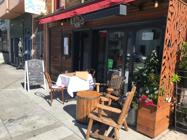 A photo of the outside of Diane's Bloody Mary from the sidewalk in San Francisco, California.