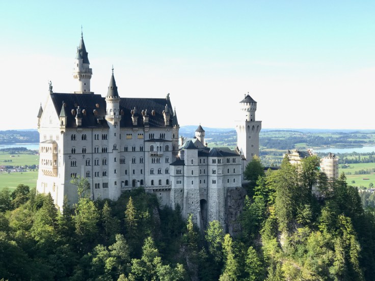 A photo of the fairy tale turret topped castle that inspired Walt Disney. Neuschwanstein Castle in Schwangau, Germany.